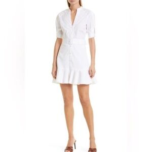 VERONICA BEARD Molly Belted White Mini Shirtdress | Size 6